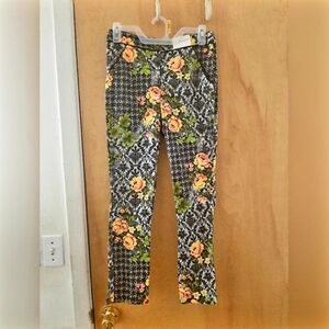 Topshop Women's Size 4 Floral Print Cropped Mid Rise Pants